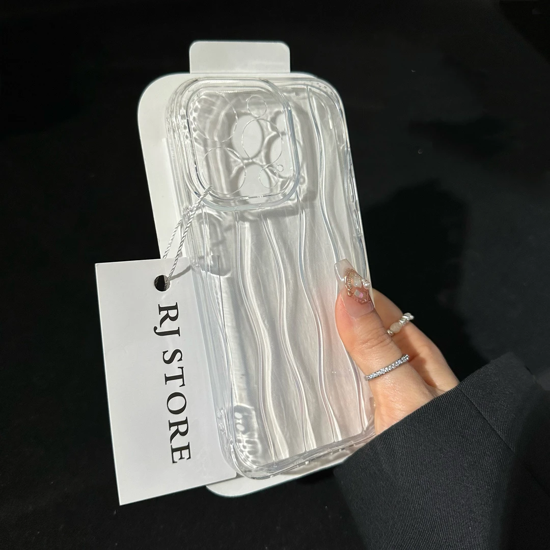 JIANGZI高级简约水波纹iPhone15/14promax手机壳11苹果13/12透明