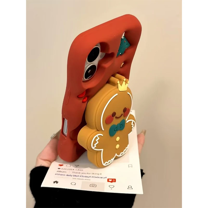 奥菲顿圣诞立体姜饼人适用iPhone15promax苹果16手机壳14硅胶套13