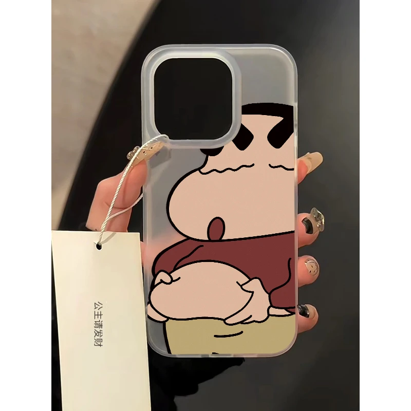 可爱肚腩小新适用iPhone15/14promax磨砂手机壳11苹果13/12套xr软