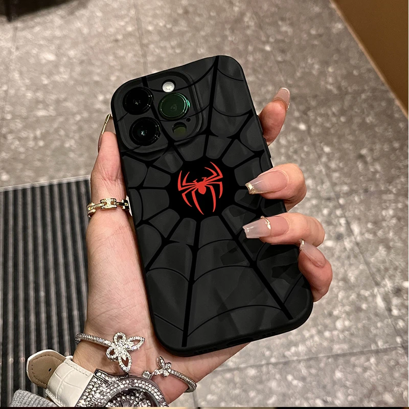 奥菲顿蜘蛛侠标签适用iPhone15/14promax褶皱手机壳11苹果13/12