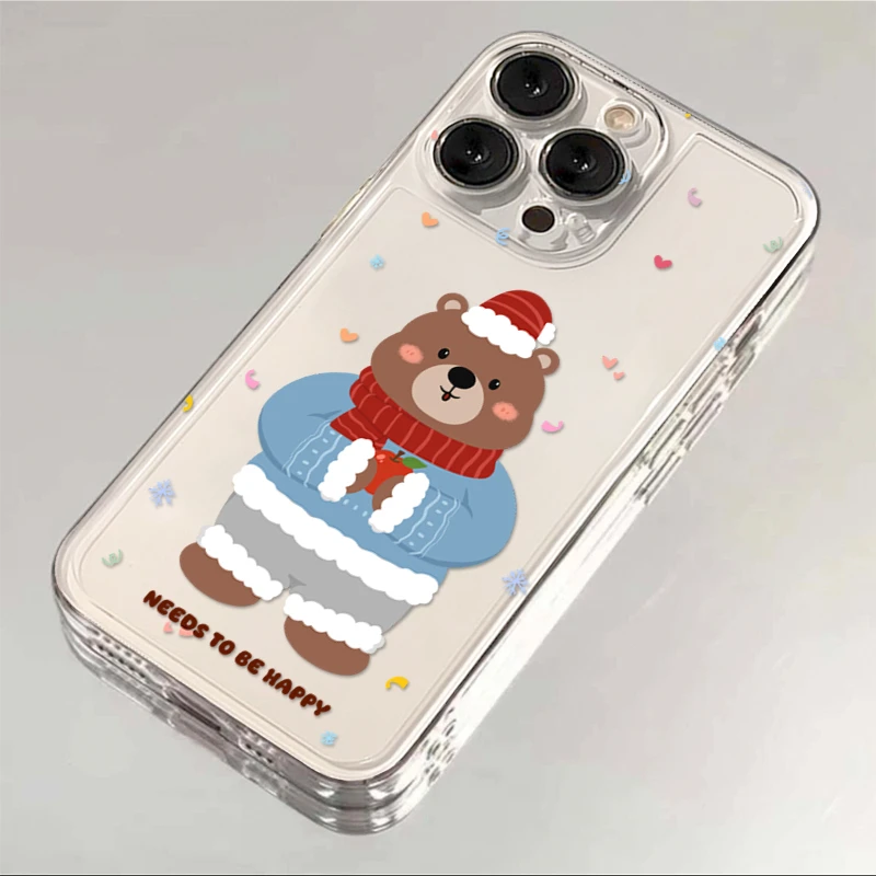 ins卡通毛衣圣诞熊适用iphone15/13苹果14手机壳华为vivo小米oppo