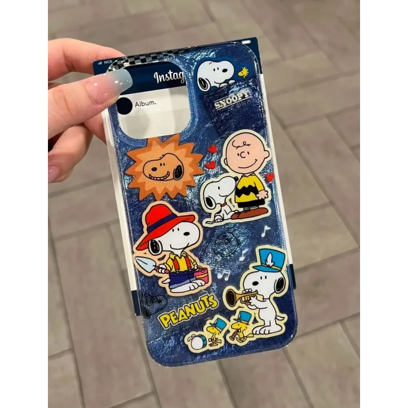 ins复古史努比插画适用iPhone16/15pro冰川手机硬壳14苹果13/12套