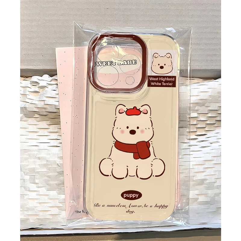 奥菲顿红围巾西高地适用iPhone16苹果15手机壳华为vivo小米oppo套