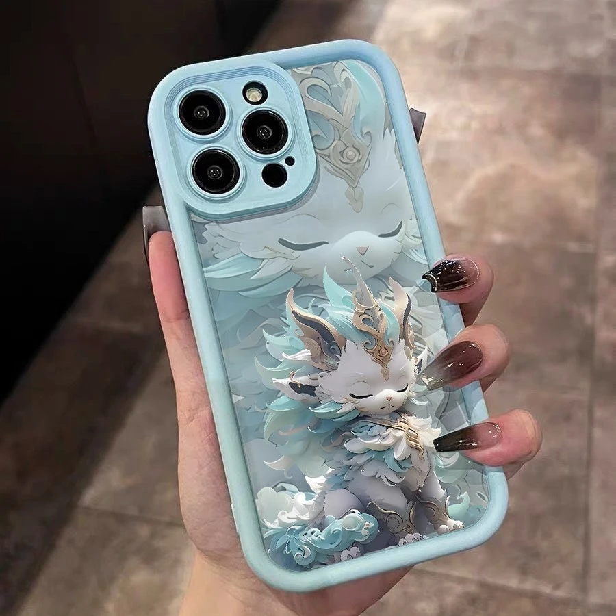 国潮风蓝白神兽适用iPhone15/14promax手机壳11苹果13/12软xs套xr