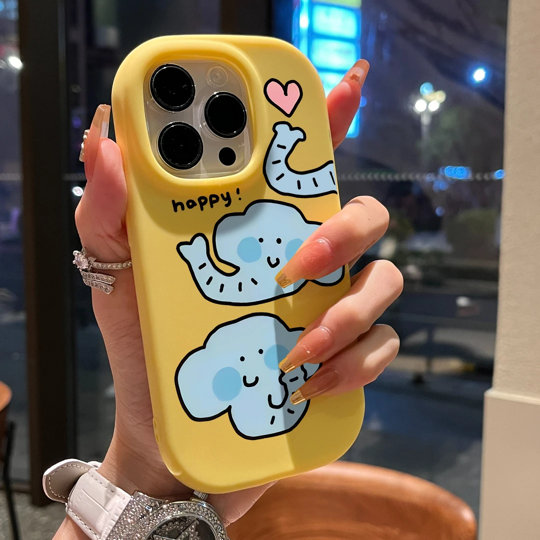 奥菲顿卡通爱心大象iPhone15/14promax手机壳苹果13/12/11磨砂xr