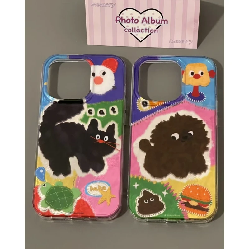 奥菲顿彩色涂鸦猫狗适用iPhone16冰川15手机壳华为vivo小米oppo套