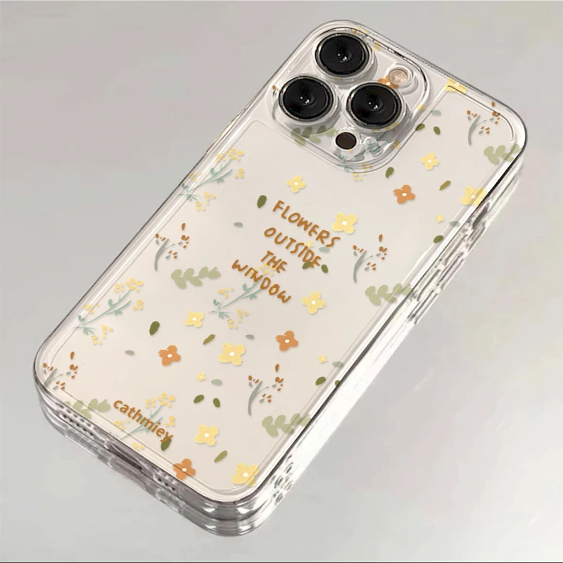 DINGLIN清新英文碎花iphone15/13苹果14手机壳华为vivo小米oppo套