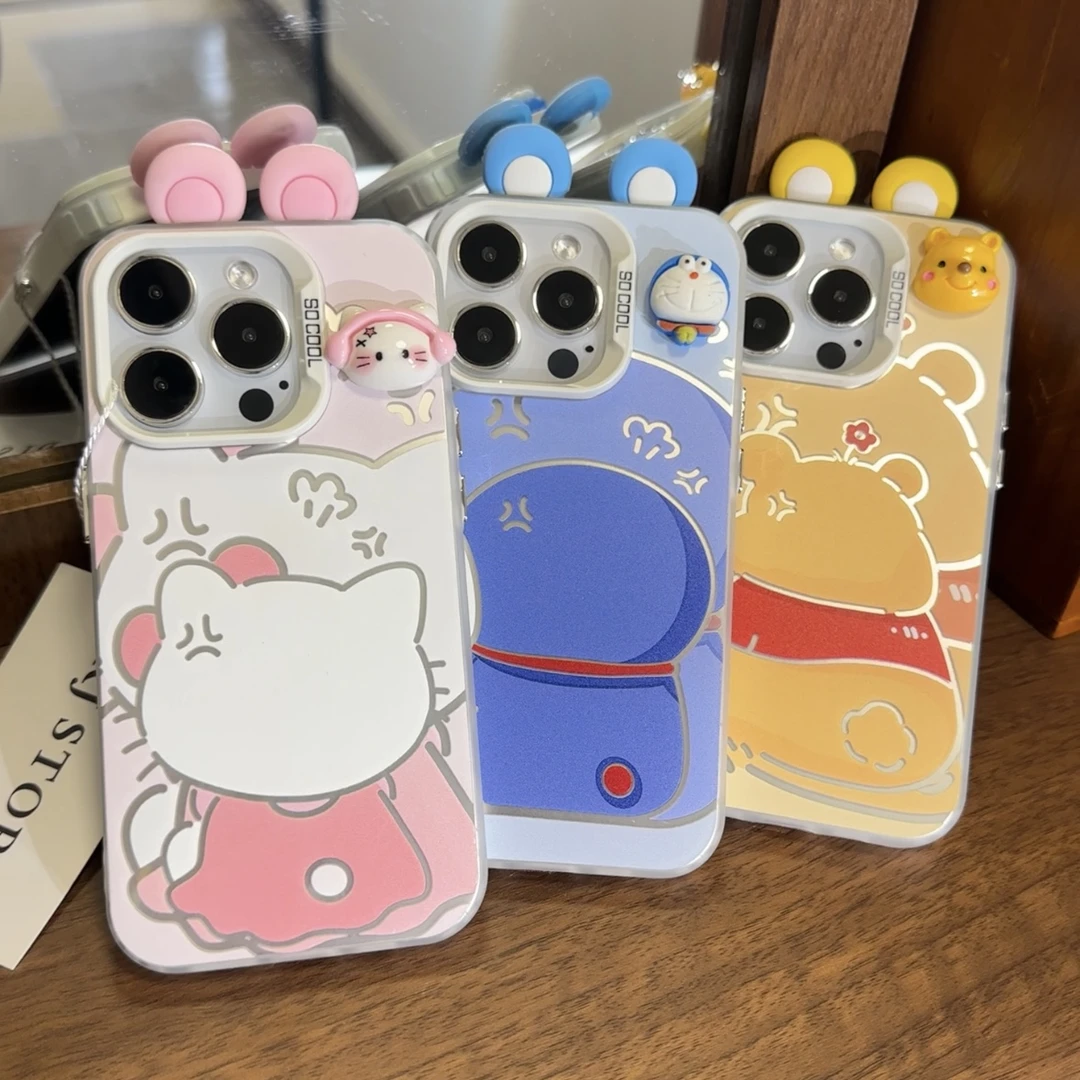 JIANGZI卡通立体耳朵适用iphone15苹果13手机壳14华为viv小米oppo