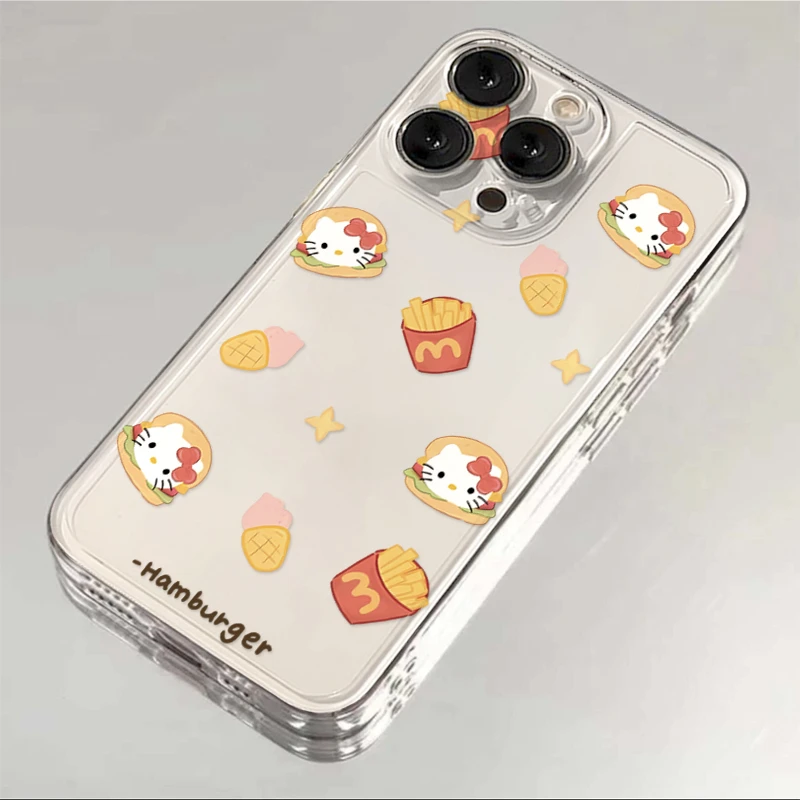 趣味汉堡凯蒂iphone15/13/14苹果12手机壳华为vivo小米oppo软套