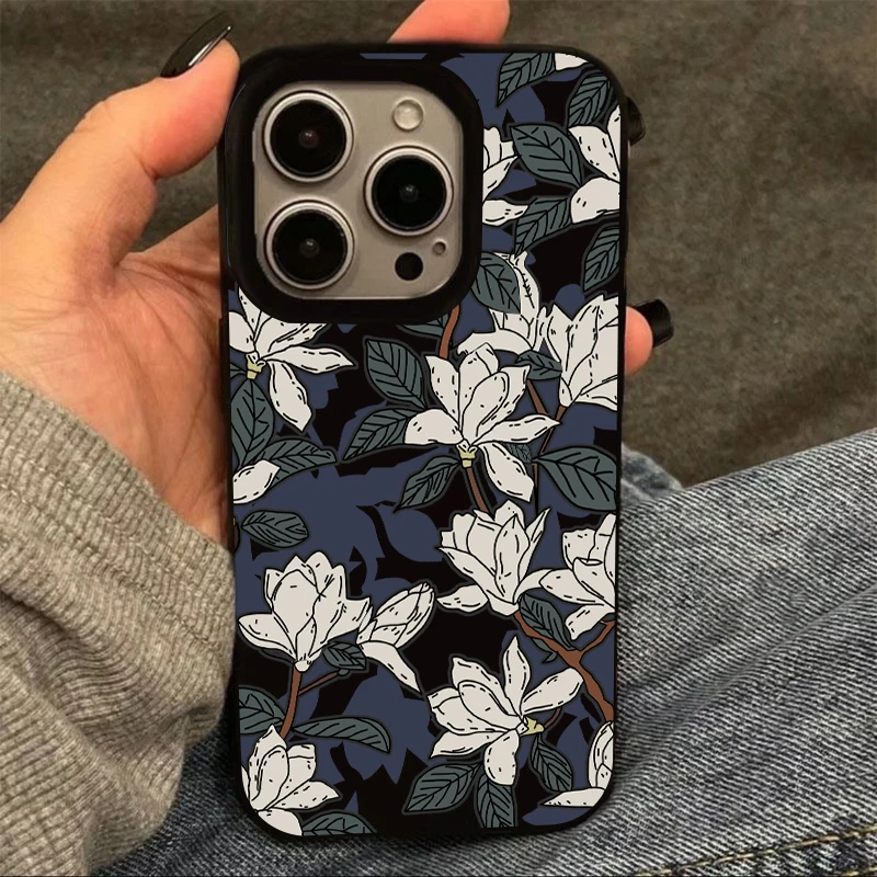 SMBLCE满屏玉兰花适用iPhone16果冻15手机软壳华为vivo小米oppo套