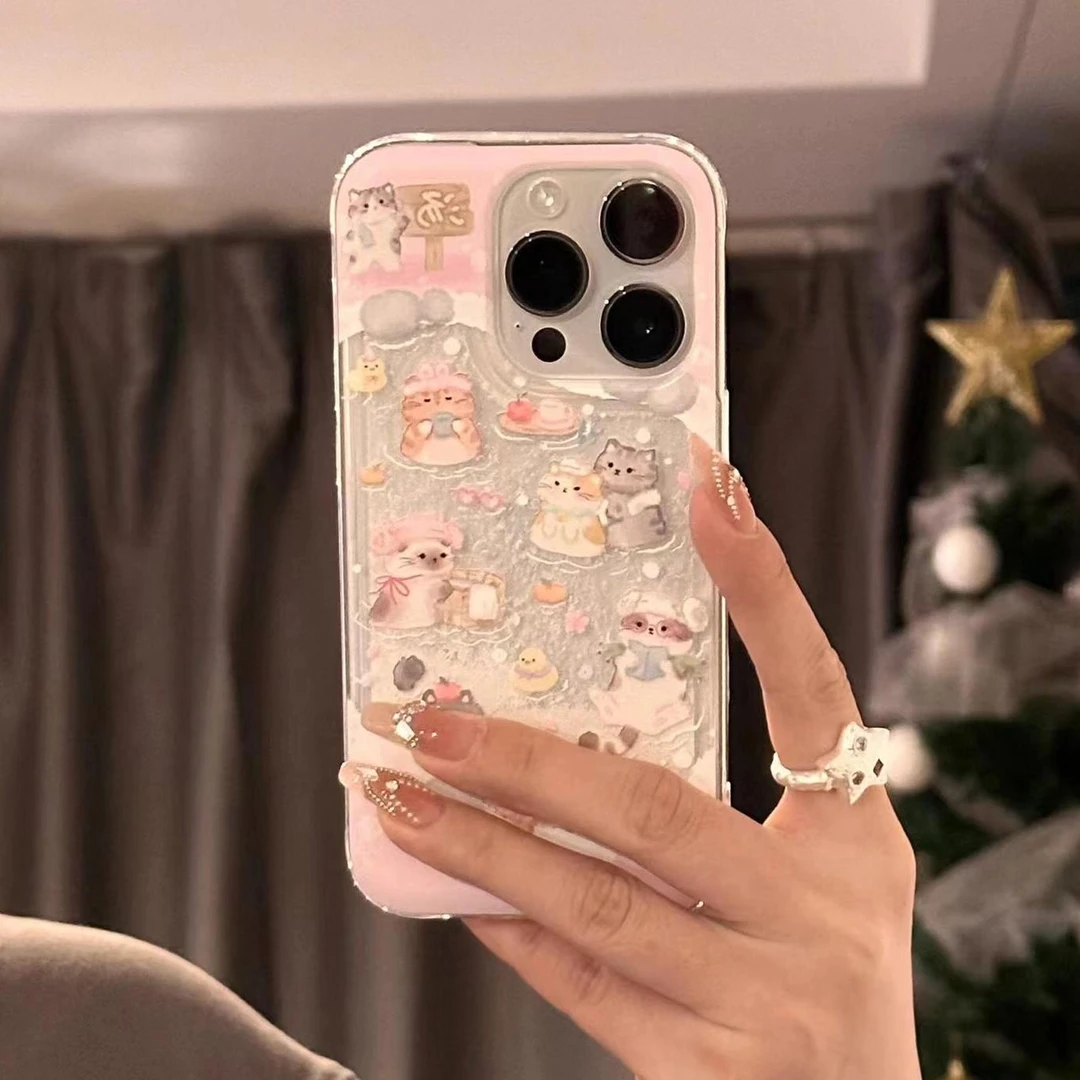 奥菲顿温泉狗狗猫咪适用iphone16/15流沙手机壳华为viv小米oppo套
