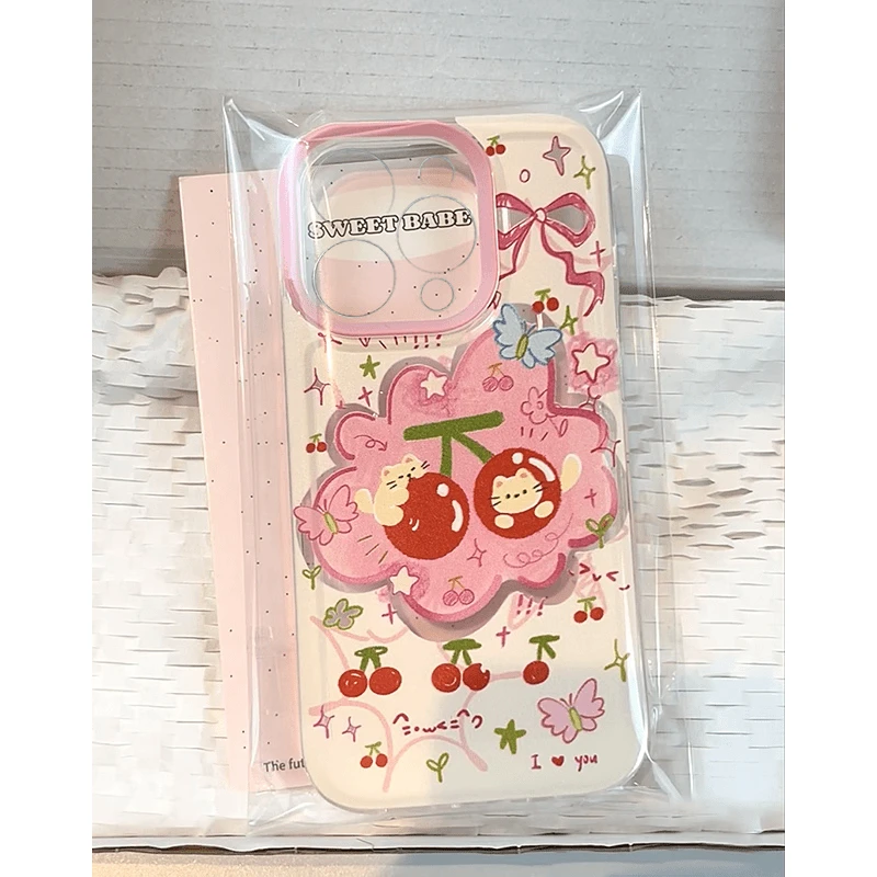 奥菲顿可爱樱桃小猫咪适用iphone15/14/13手机壳华为vivo小米oppo