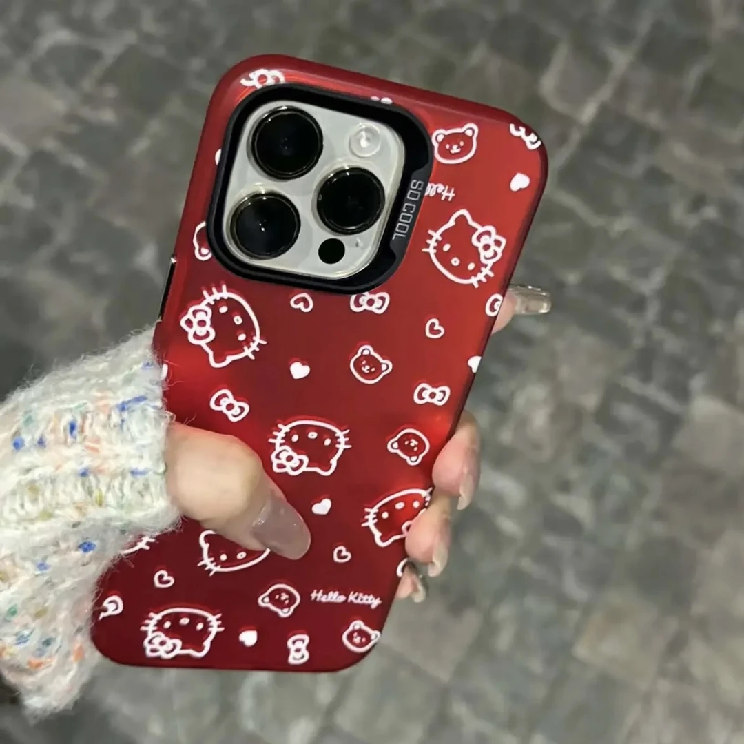 SMBLCE可爱红底凯蒂适用iPhone15/14promax手机壳11苹果13/12软套