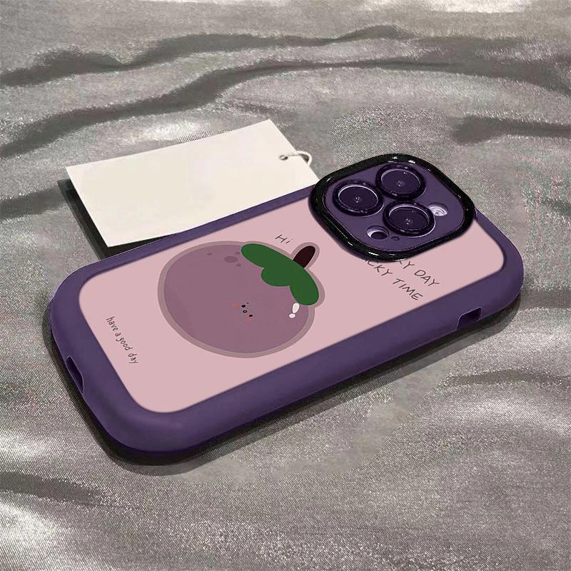Lucky创意紫粉茄子适用iphone16/15promax苹果泡芙手机壳14/13套