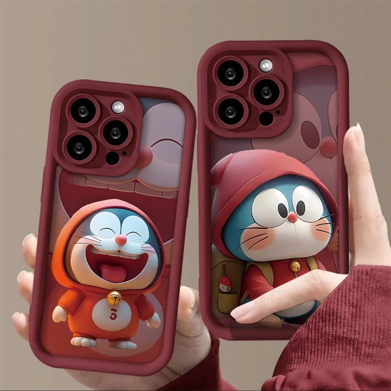 ins趣味叮当猫适用iphone15/13苹果14手机壳华为vivo小米oppo软套
