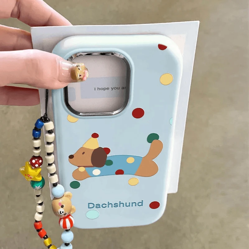 奥菲顿波点睡衣腊肠狗适用iphone16镜框手机壳华为vivo小米oppo套