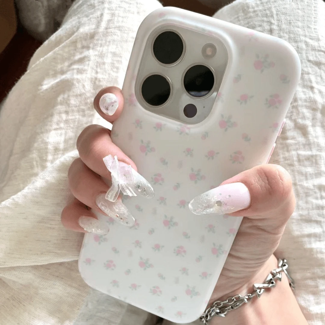 奥菲顿浅粉小碎花适用iPhone16苹果15pro果冻手机壳12苹果14/13套