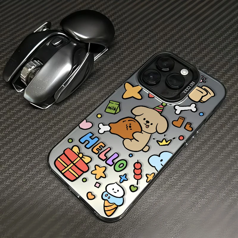 叮霖ins抱鸡腿小狗iPhone15/14promax手机壳苹果13/12/11软套xr潮