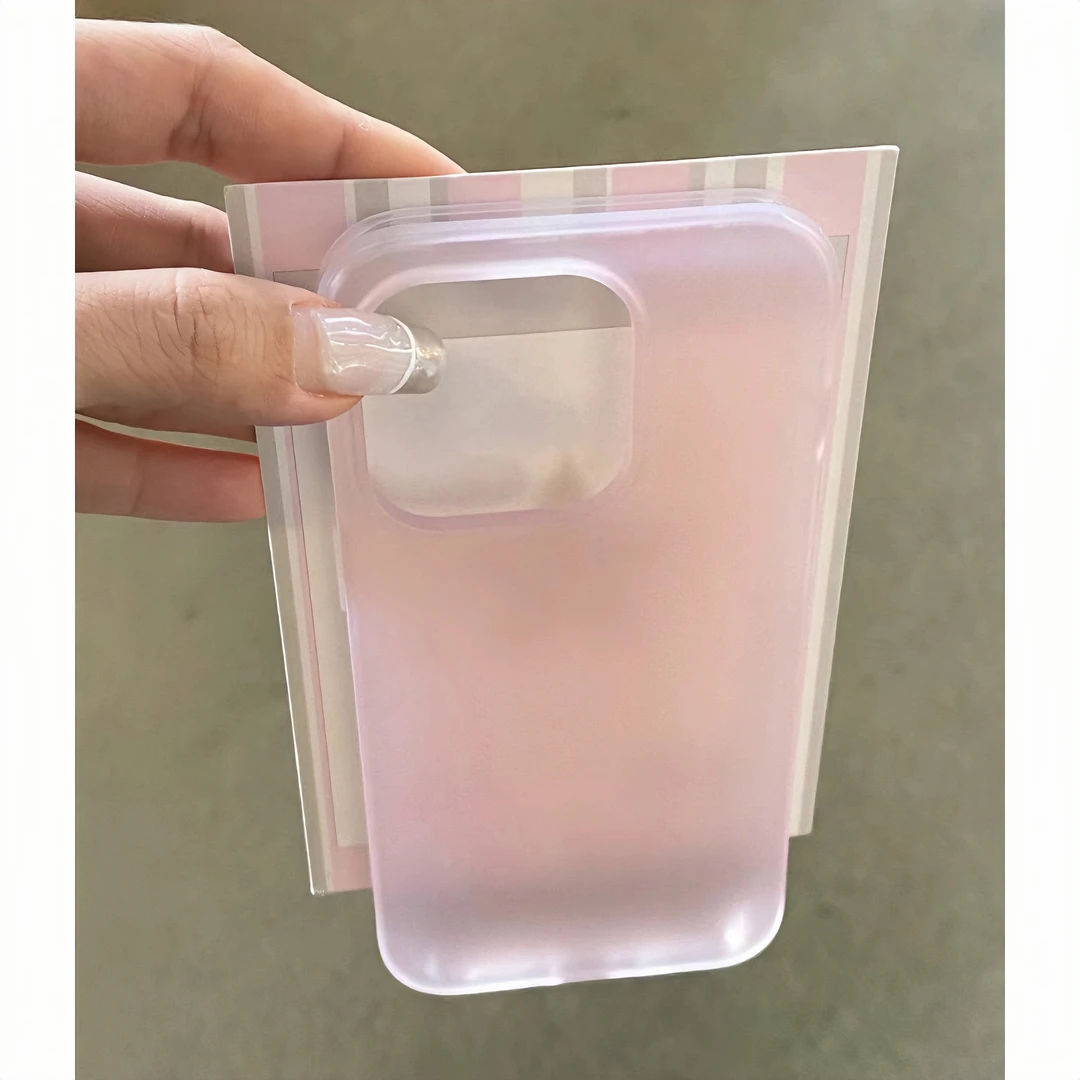 JIANGZI超薄简约半透粉适用苹果15/14promax手机壳iPhone13/12女1
