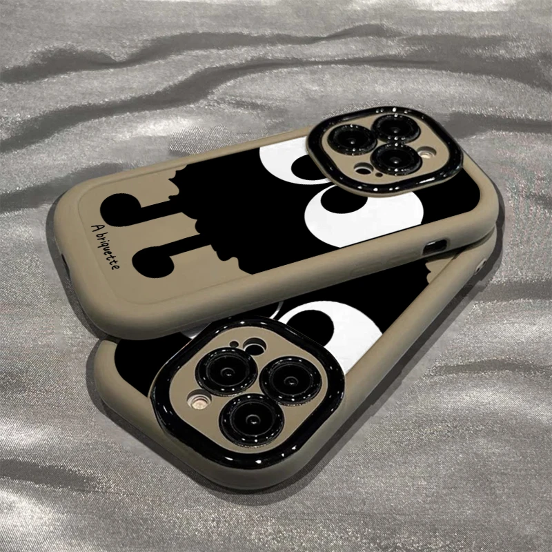 ins卡通大眼煤球适用iPhone15/14promax泡芙手机壳xr苹果13/12/11