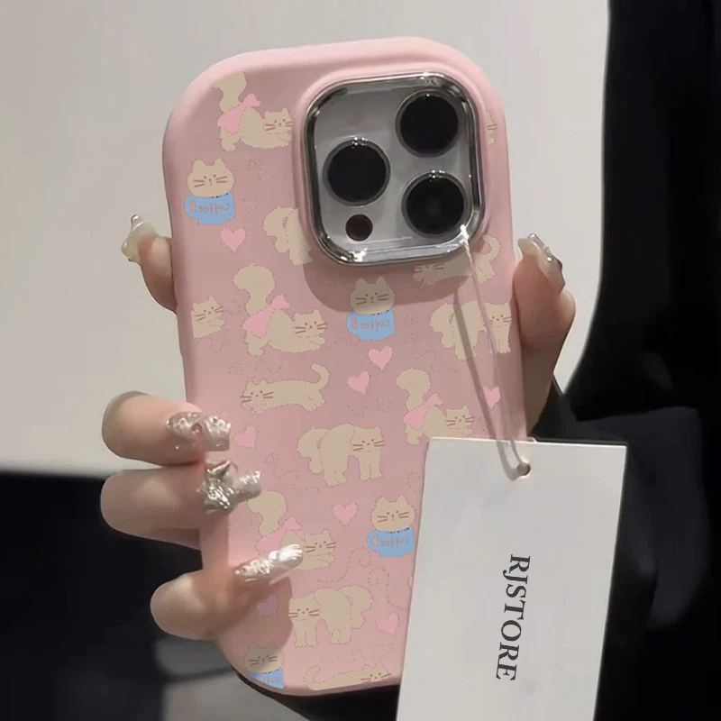 可爱咖啡小猫适用iPhone15/14promax手机壳苹果13/12/11软套xr女