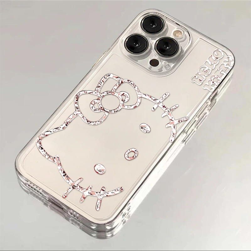 奥菲顿银色凯蒂头像适用iphone15/13苹果14手机壳华为viv小米oppo