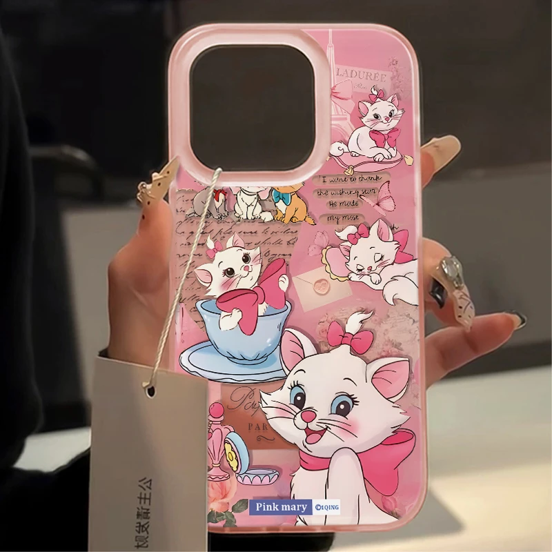 粉底茶杯玛丽猫适用iPhone15/14promax磨砂手机壳11苹果13/12软套
