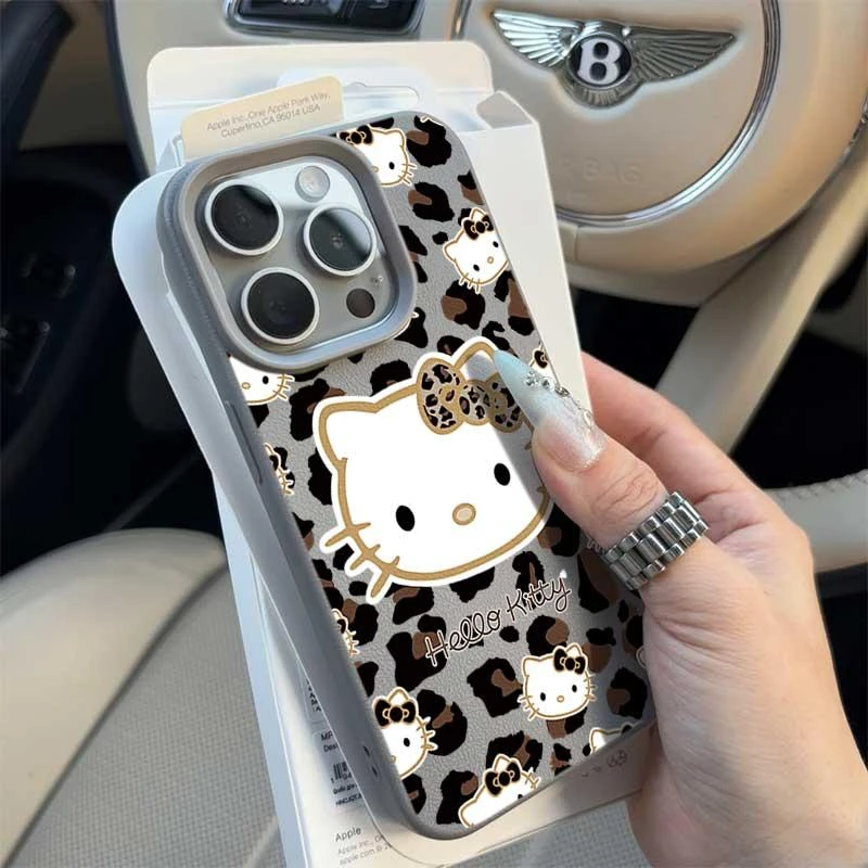 豹纹KT头像适用苹果16promax15手机壳14plus荔枝纹1312软防摔保护