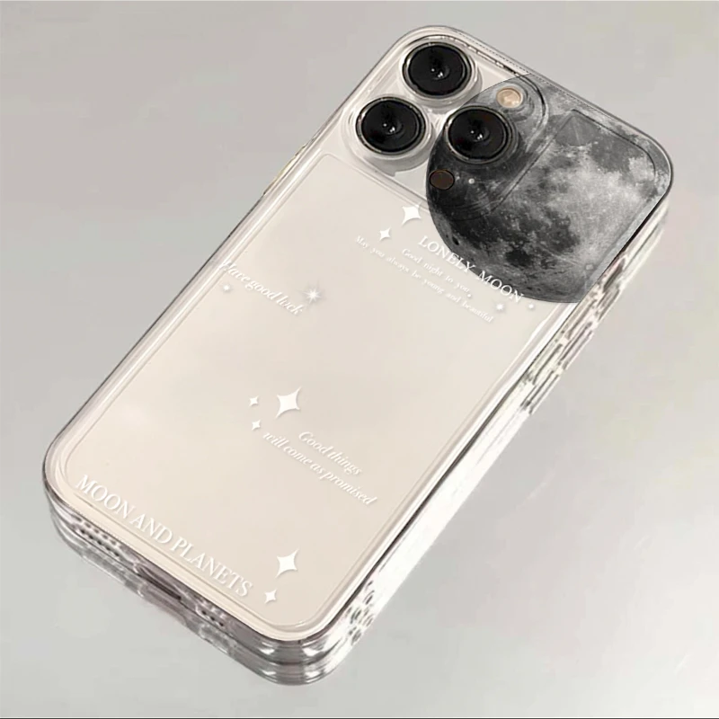 ins冷淡风月球适用iphone15/13苹果14手机壳华为vivo小米oppo软套