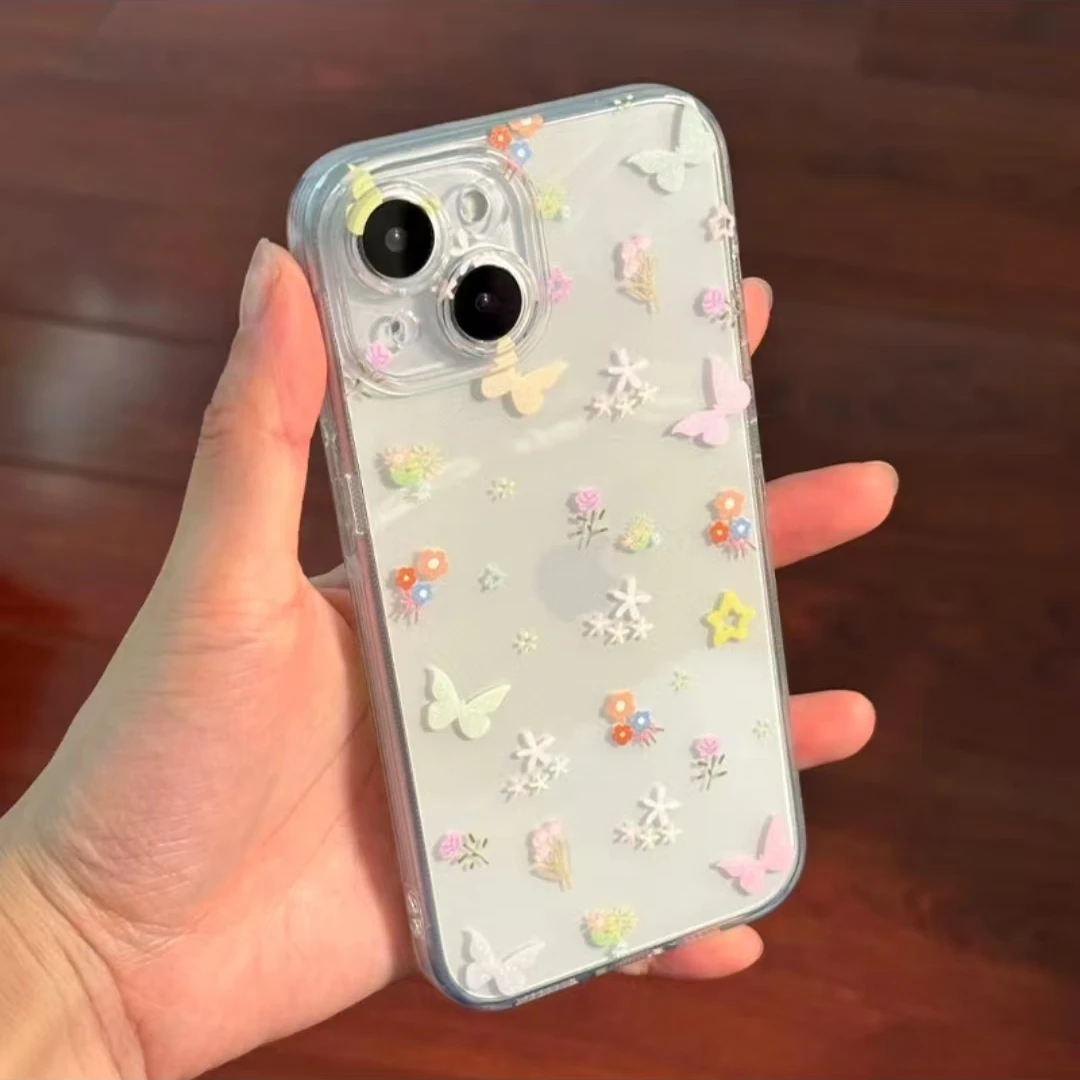 奥菲顿蝴蝶彩色小碎花适用苹果16/15pro手机壳华为小米OPPOVIVO套