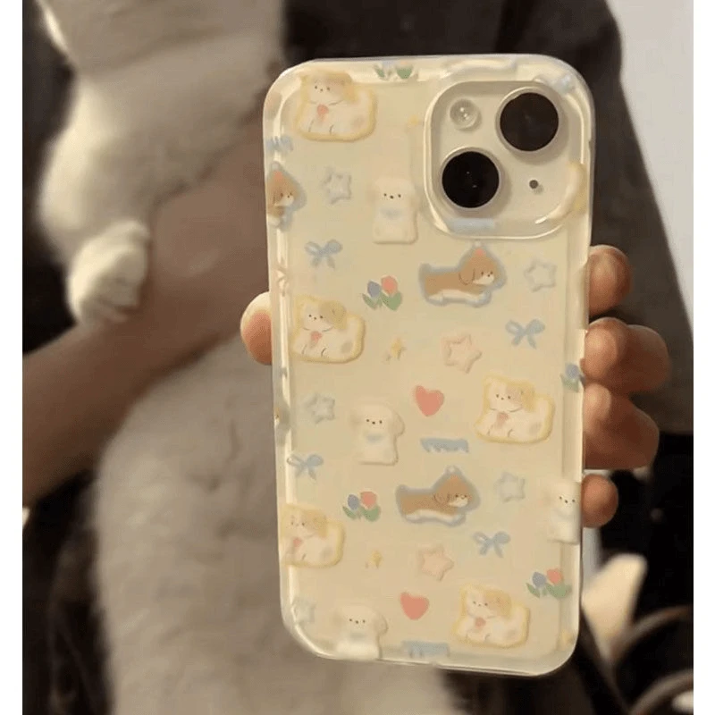 SMBLCE蓝蝴蝶结爱心狗适用iphone15苹果14手机壳华为vivo小米oppo