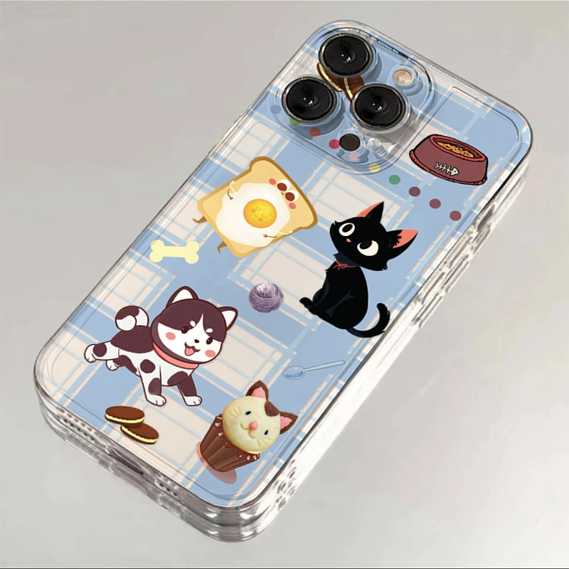 格纹吐司黑猫适用iphone15苹果14手机壳13华为vivo小米oppo软12套
