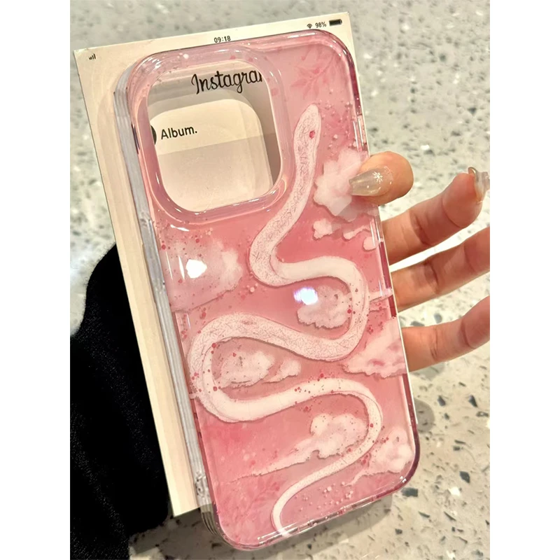 奥菲顿云朵粉晕蛇适用iPhone16/15promax高透14/13手机壳苹果12套