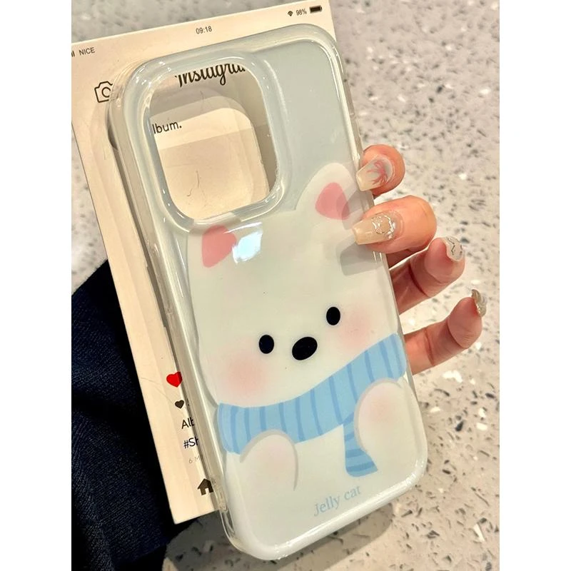 奥菲顿腮红围巾西高地适用iPhone16/15pro高透14手机软壳苹果13套