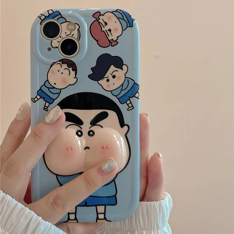 小众捏捏脸蛋小新苹果14promax手机壳iPhone13防摔12创意11软xr套