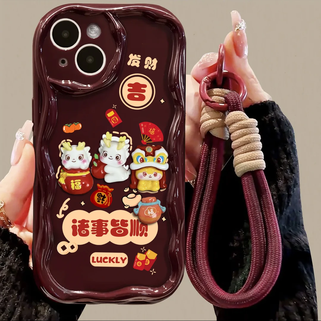 仙朵新年龙公仔手绳iphone15/13苹果14手机壳华为vivo小米oppo
