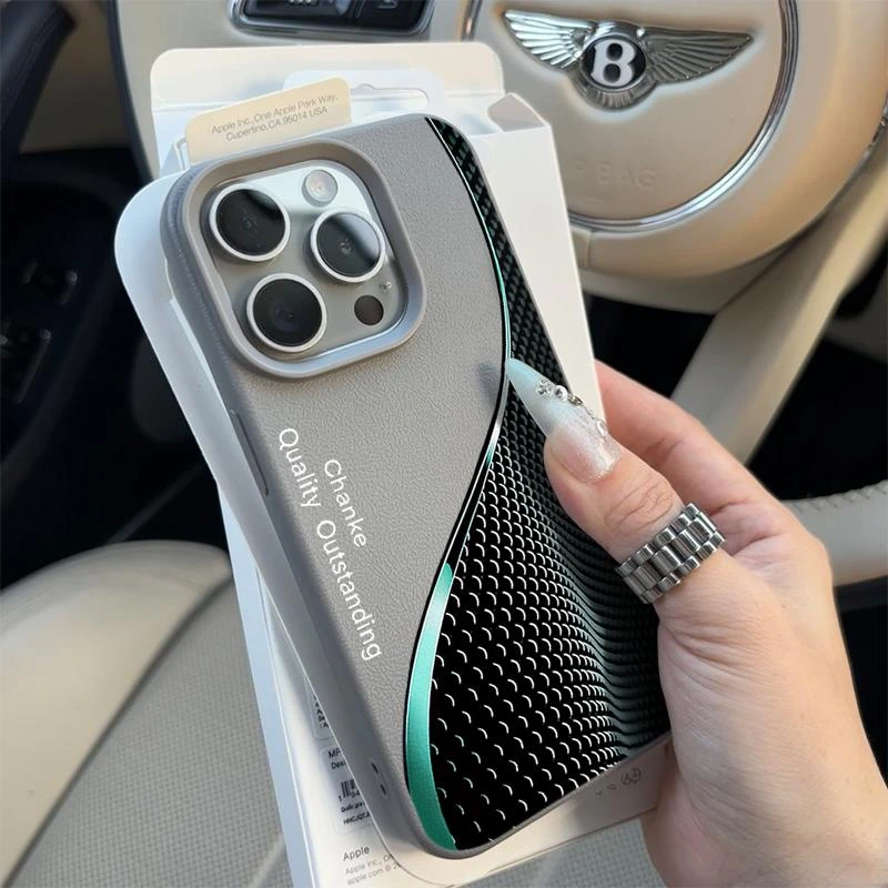 奥菲顿创意科技曲线适用iPhone16/15pro荔枝纹13苹果14手机壳12套