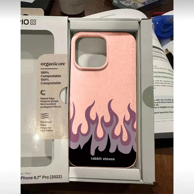 高级紫色渐变火焰适用iPhone15/14promax手机壳11苹果13/12软套xr