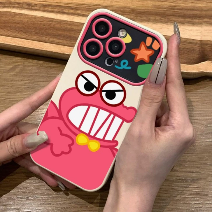 卡通粉色鳄鱼iPhone14promax镜头框手机壳苹果13/12/11全包软套潮