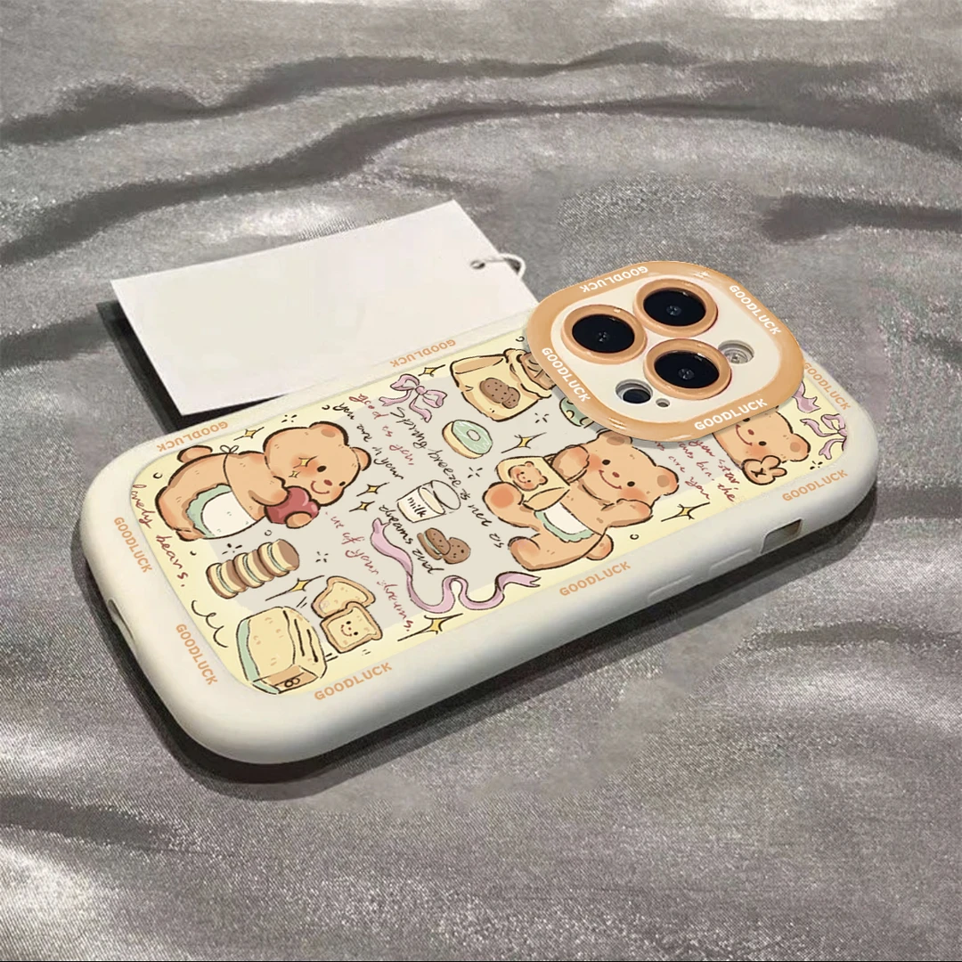 面包师小熊苹果华为vivo小米oppo泡芙手机壳iphone15/14/13软12套