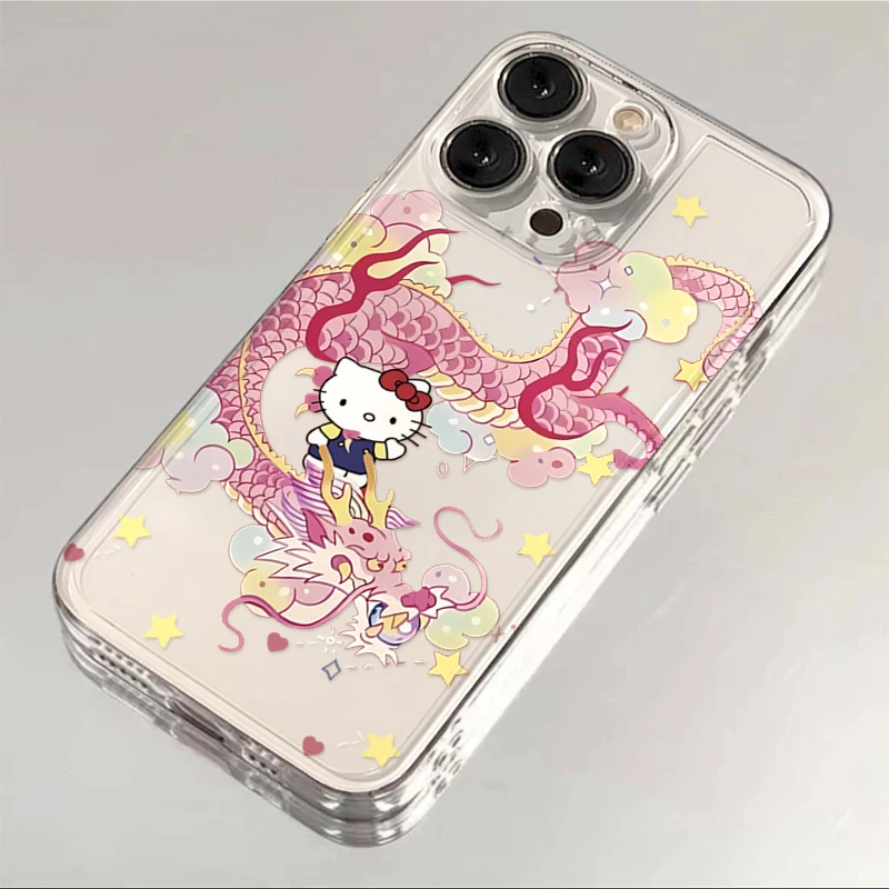 新年粉龙凯蒂猫适用iphone15/13苹果14pro手机壳华为vivo小米oppo