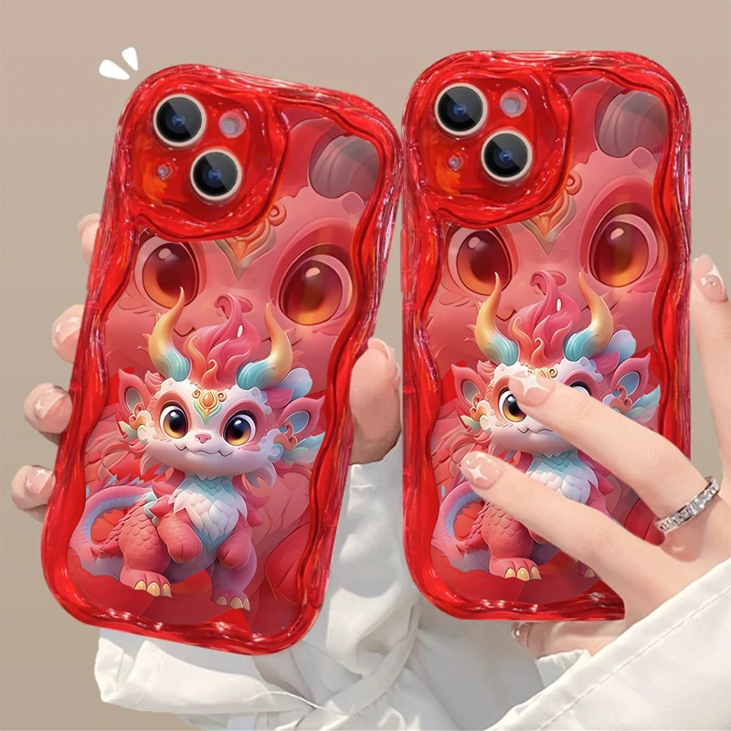 新年国风粉色龙宝适用iphone15/13苹果14手机壳华为vivo小米oppo