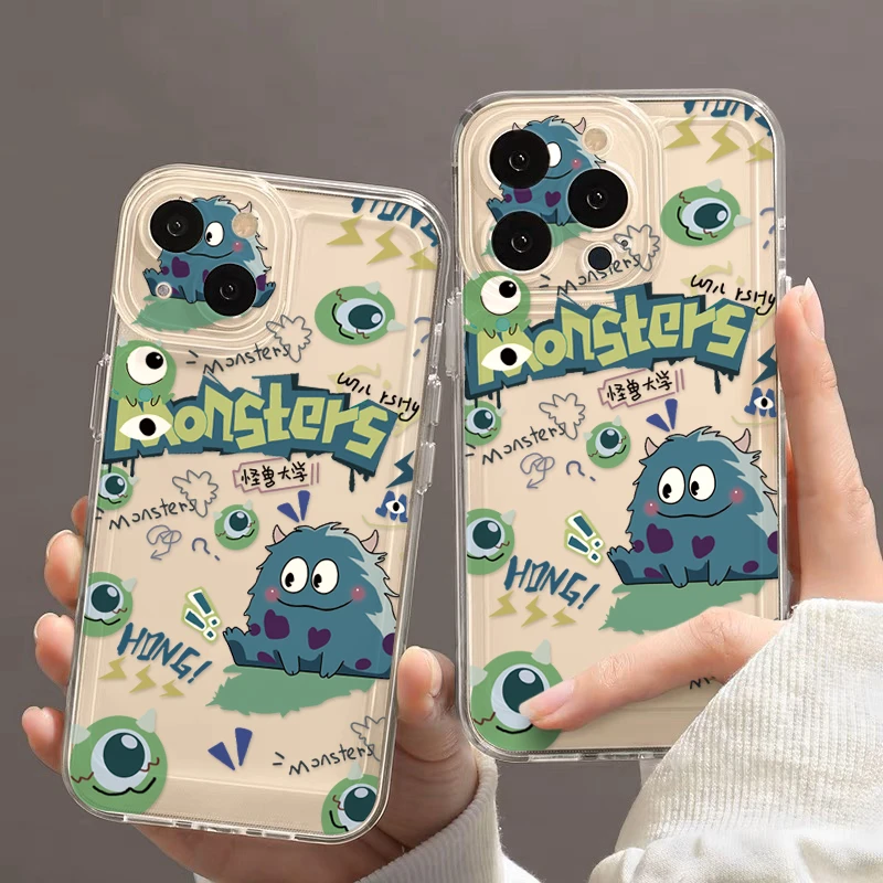 呆萌蓝色小怪兽适用iphone15/13苹果14手机壳华为viv小米oppo软套