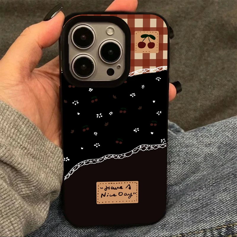 奥菲顿复古红格纹碎花适用iPhone16果冻手机壳华为vivo小米oppo套