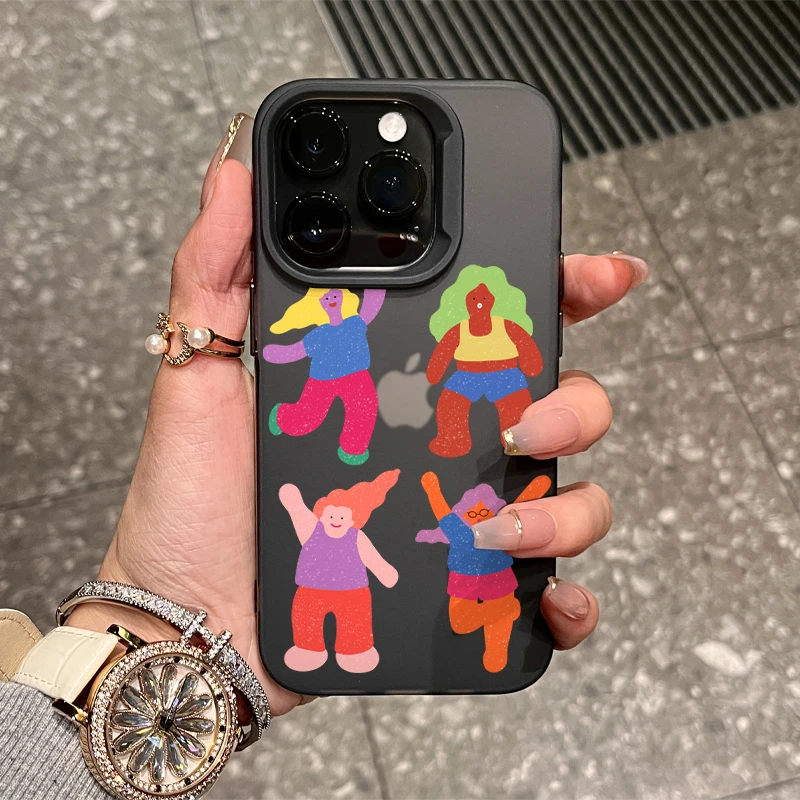 叮霖跳舞小人磨砂适用iPhone15/14promax手机壳苹果13/12/11软套