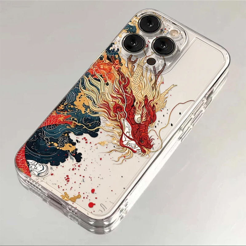 DINGLIN龙年水墨飞龙iphone15/13苹果14手机壳华为vivo小米oppo套