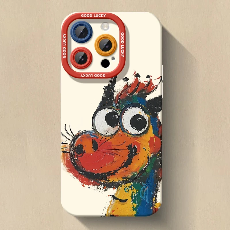 奥菲顿油画恐龙适用iPhone16/15promax瞳眼14手机软壳苹果13/12套
