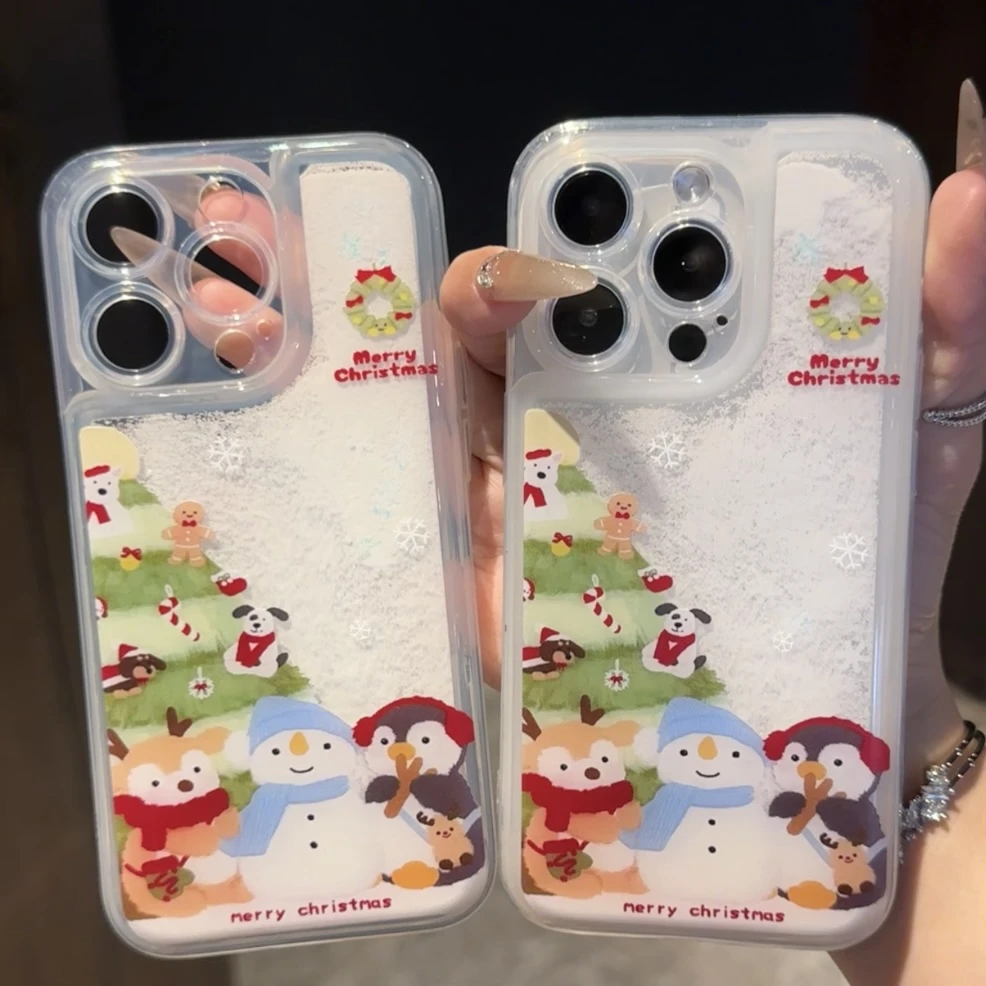 奥菲顿圣诞树雪人伙伴适用iphone16流沙手机壳华为vivo小米oppo套