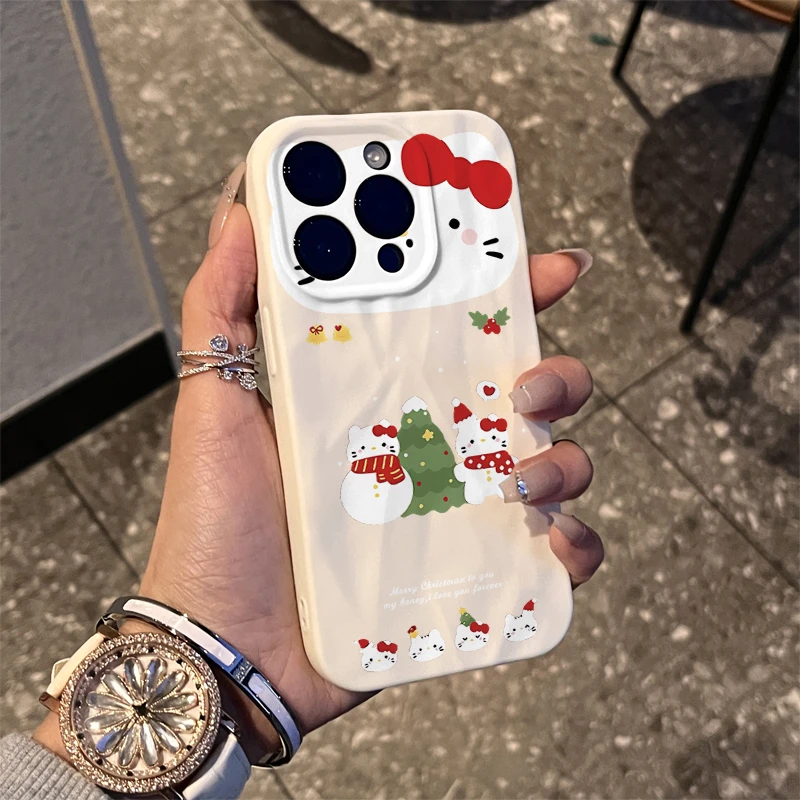 趣味圣诞雪人凯蒂适用iPhone15/14promax褶皱xr手机壳11苹果13/12