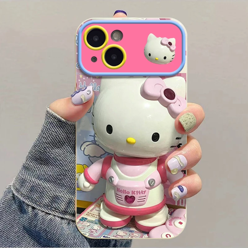 创意玩偶凯蒂苹果华为vivo小米oppo镜头框手机壳iphone13/14/12